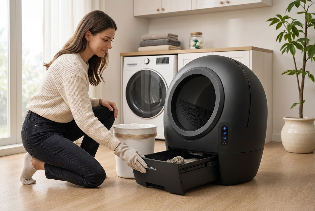 Petadia Litière Automatique pour Chat – Bac Intelligent Connecté Noir