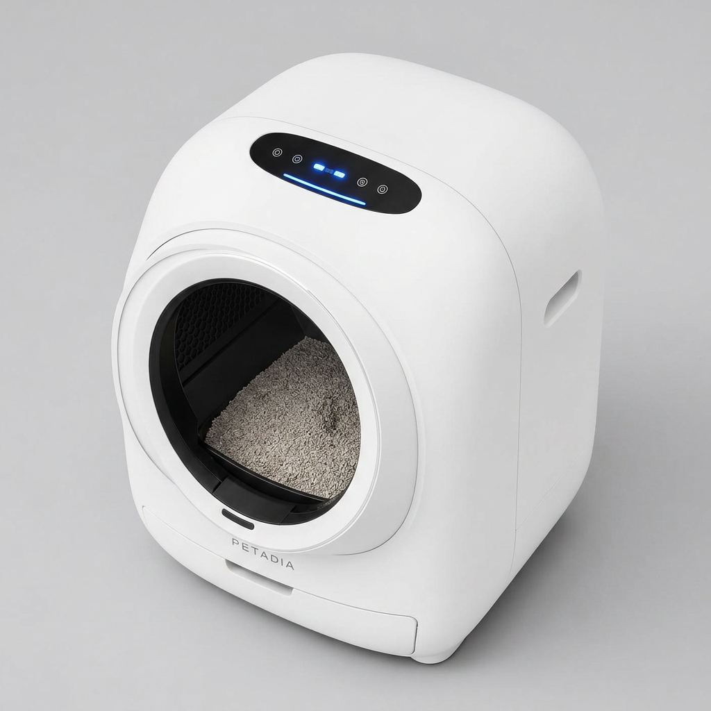Petadia Litière Automatique Autonettoyante pour Chat – Bac Connecté Blanc